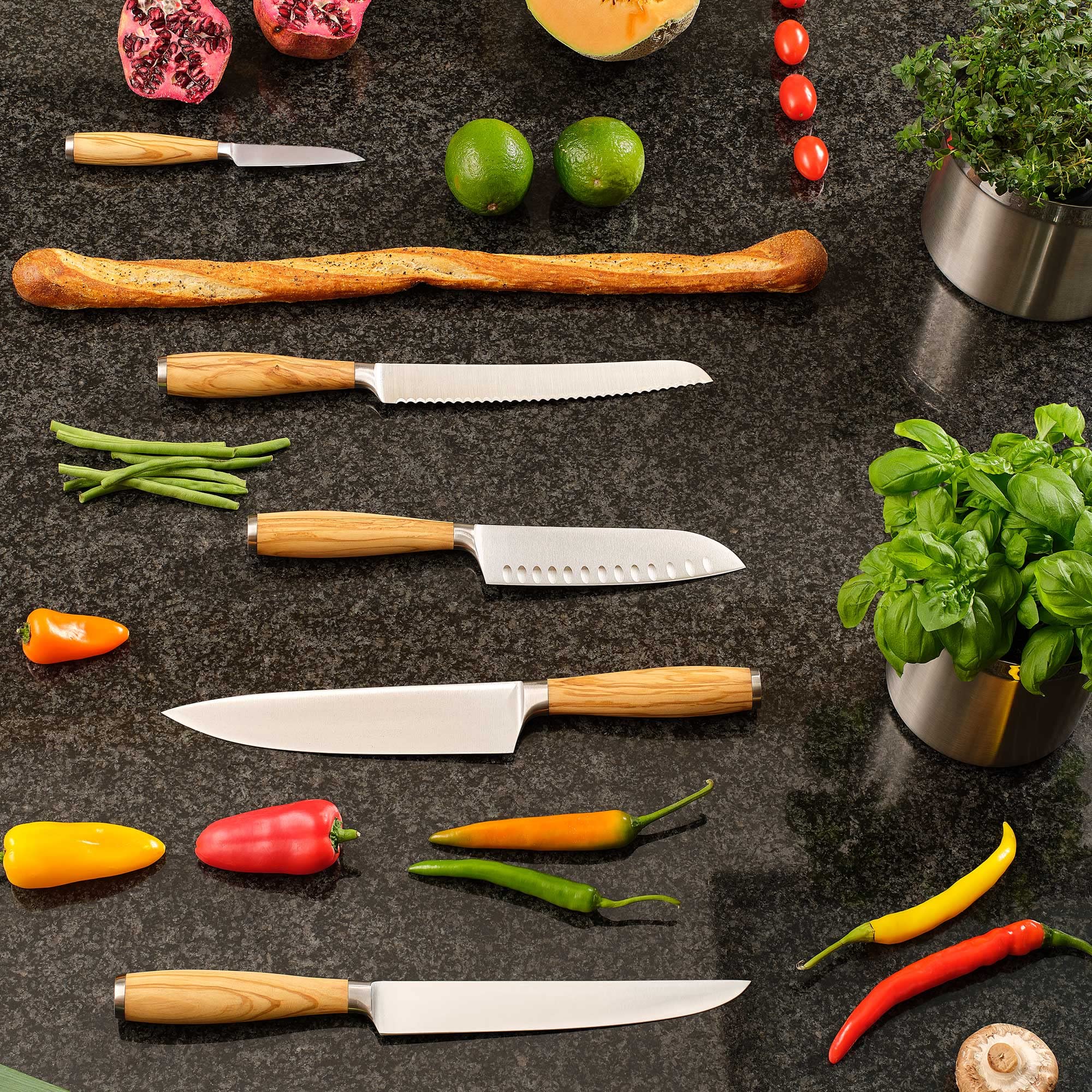 Rösle Artesano Forged Chef's Knife with Olive Wood Handle, Great Cutting Meat, Fish, and Vegetables, Chopping Herbs and Nuts, 8 in Blade - Image 4